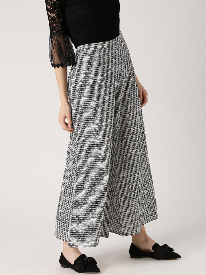 Black Striped Cotton Palazzos - ShopLibas