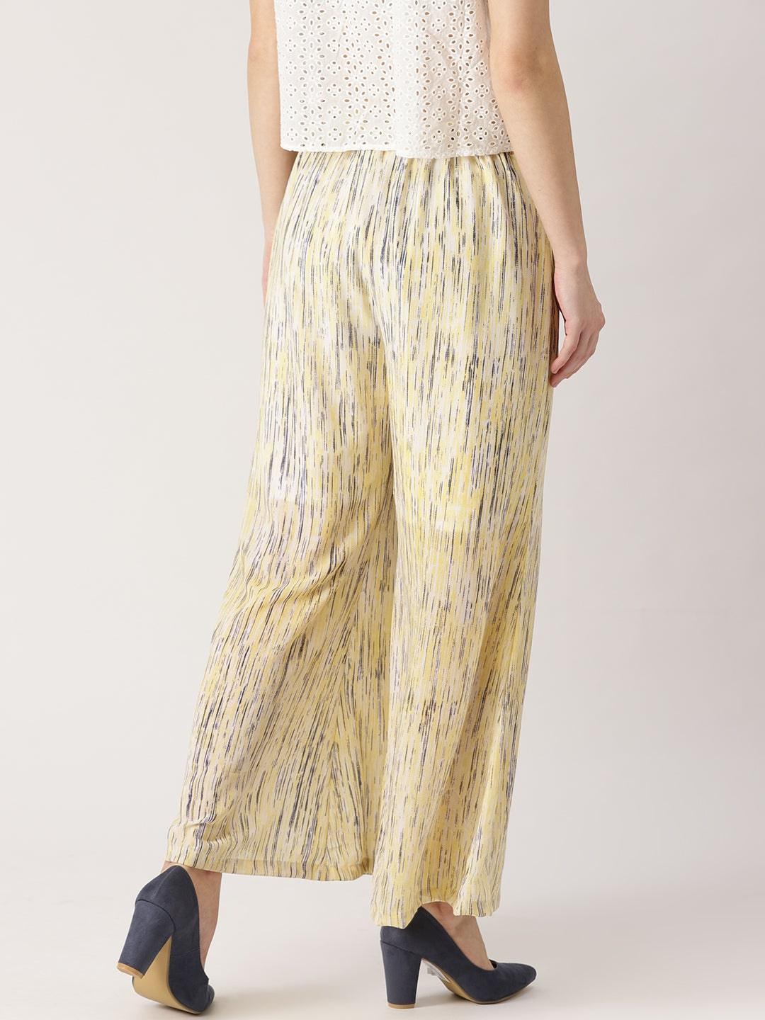 Yellow Striped Georgette Palazzos - ShopLibas