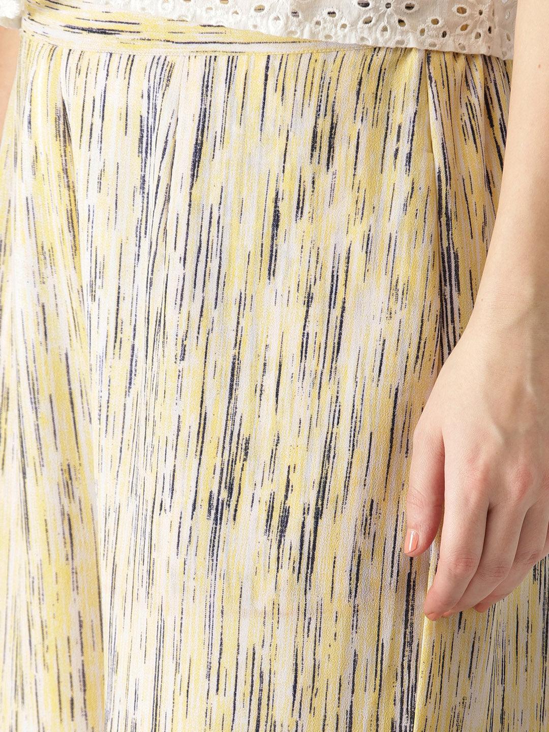 Yellow Striped Georgette Palazzos - ShopLibas