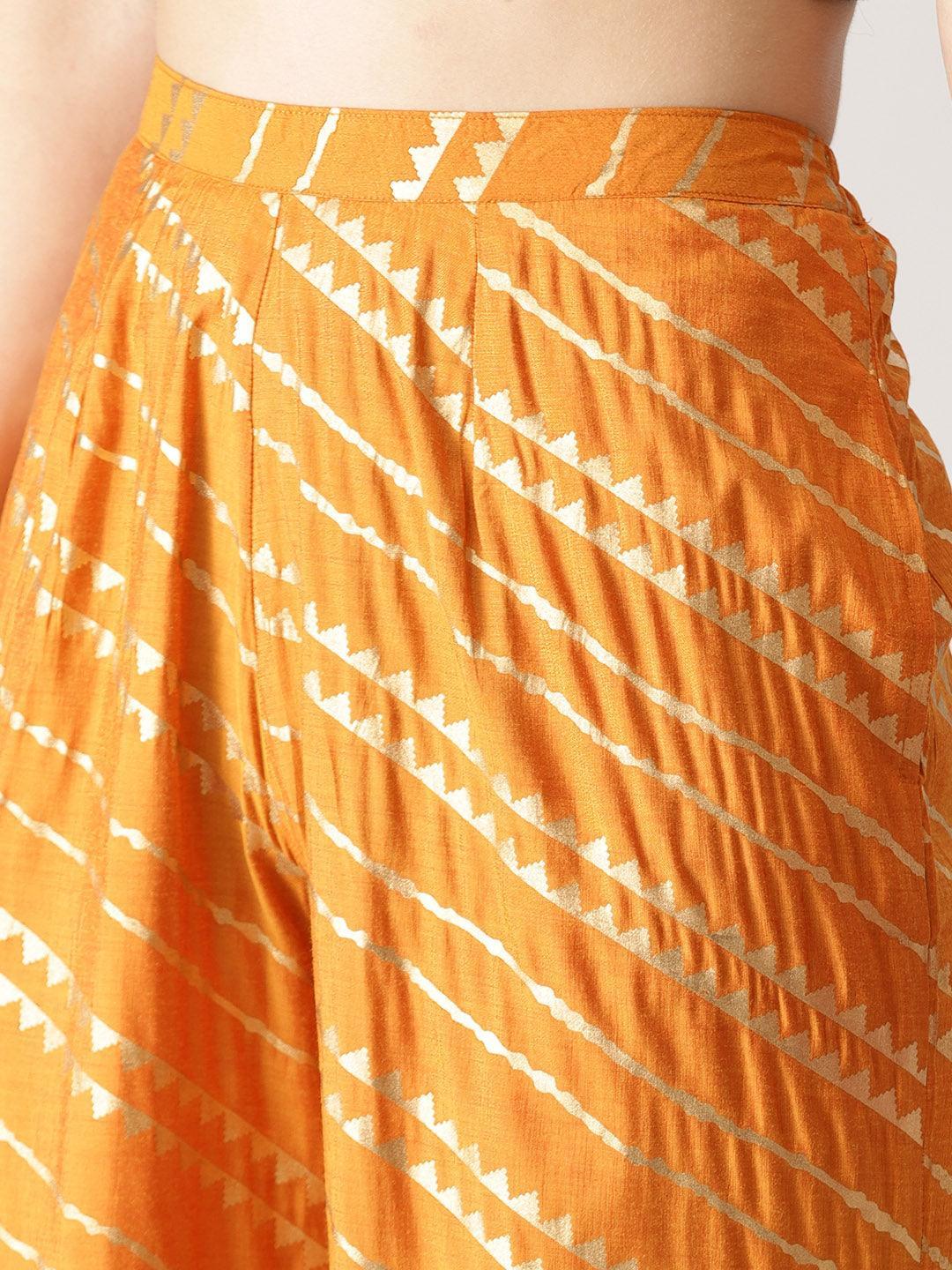 Orange Abstract Polyester Palazzos - ShopLibas