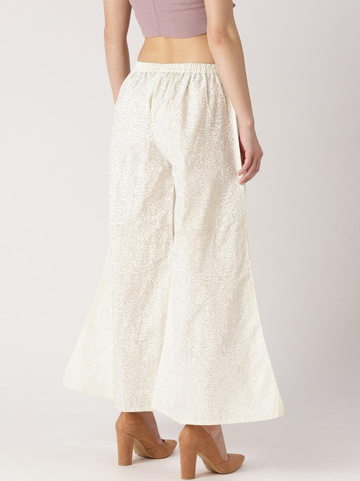 White Printed Cotton Palazzos