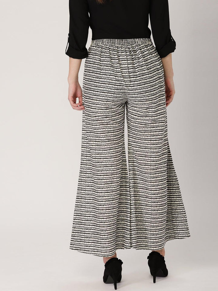 Grey Striped Cotton Palazzos - ShopLibas