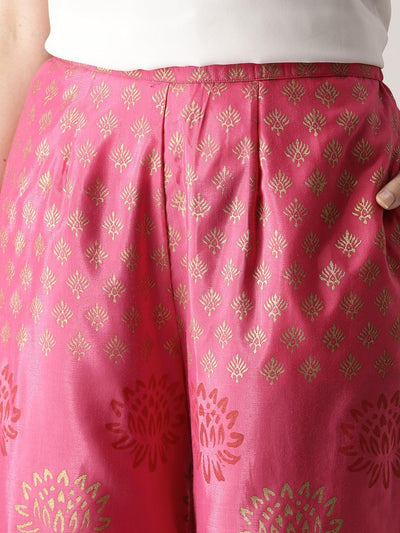 Pink Printed Polyester Palazzos - ShopLibas