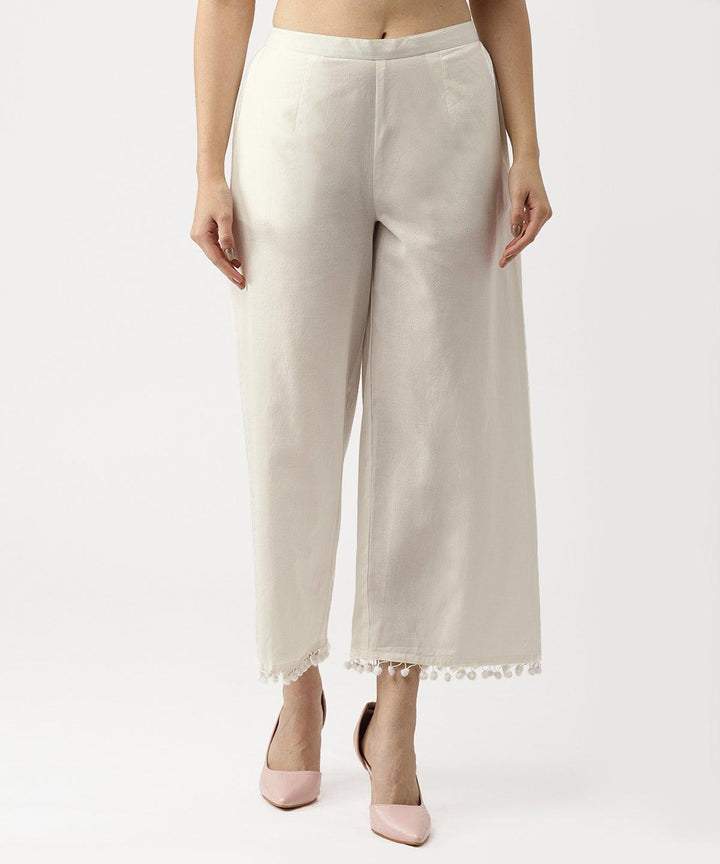 White Solid Cotton Palazzos