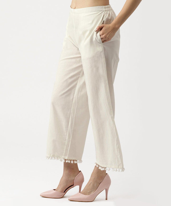 White Solid Cotton Palazzos