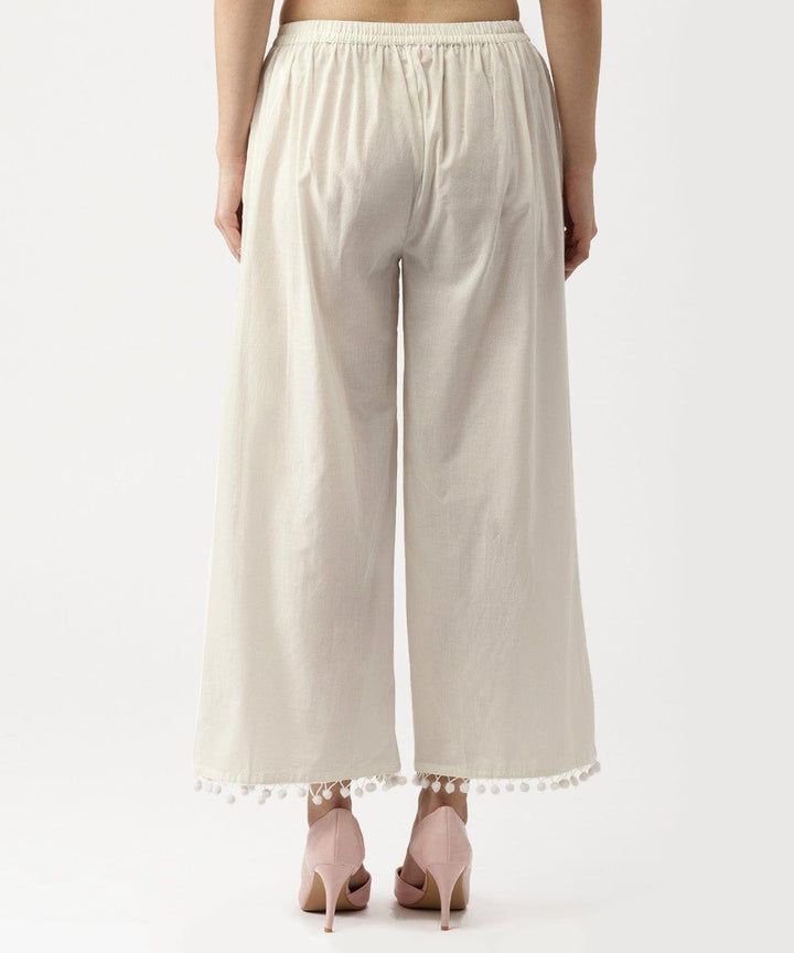 White Solid Cotton Palazzos