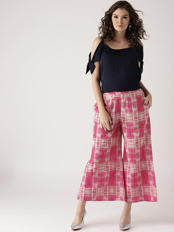 Pink Printed Cotton Palazzos - ShopLibas