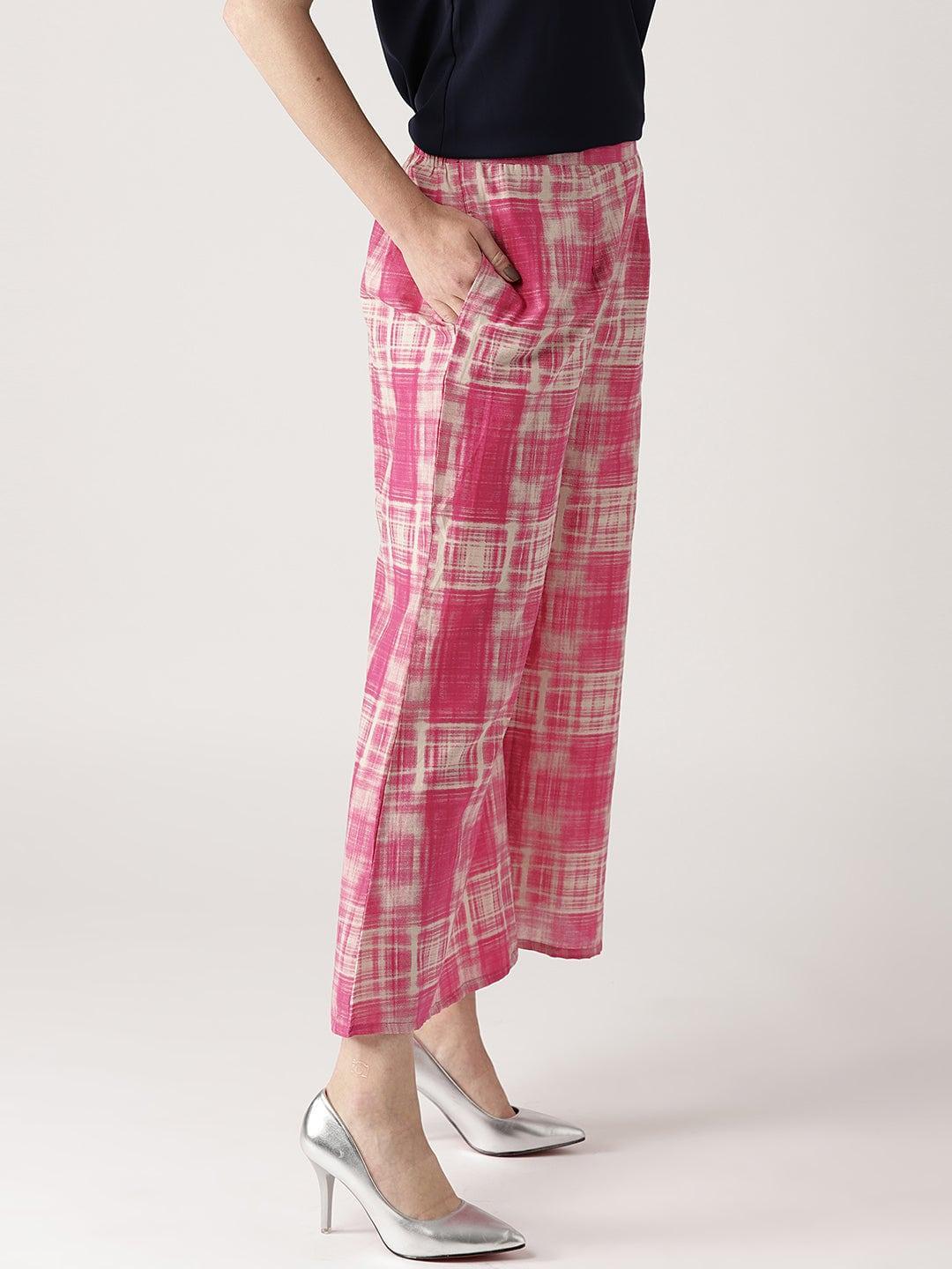 Pink Printed Cotton Palazzos - ShopLibas