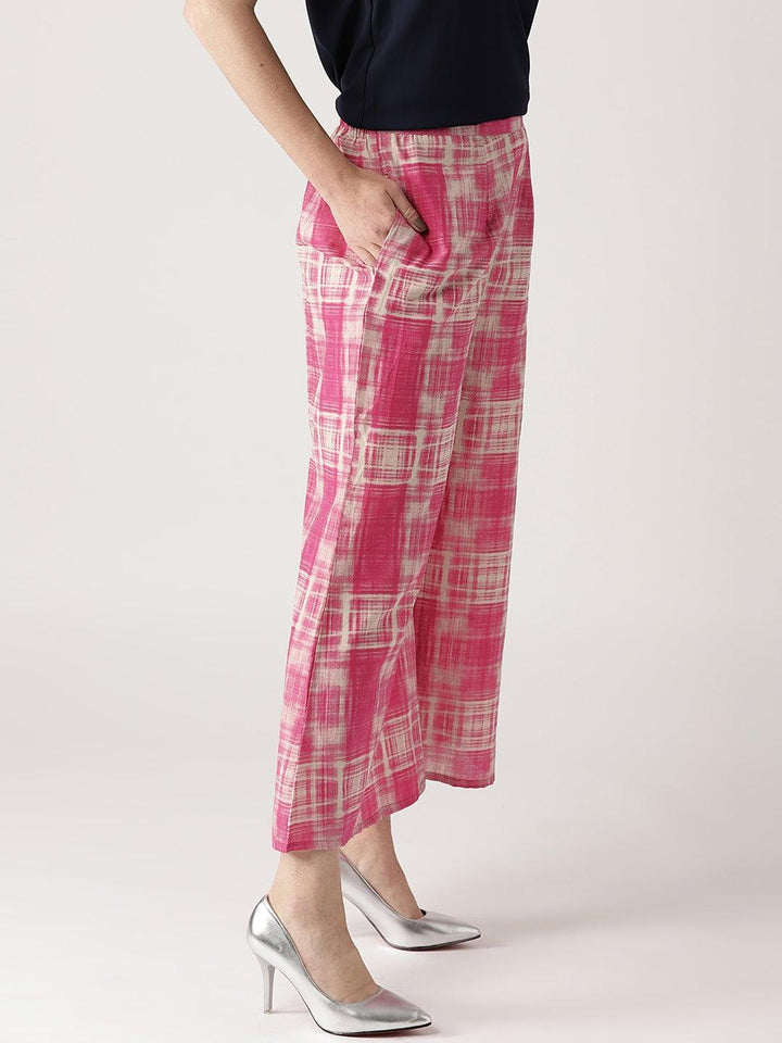 Pink Printed Cotton Palazzos - ShopLibas