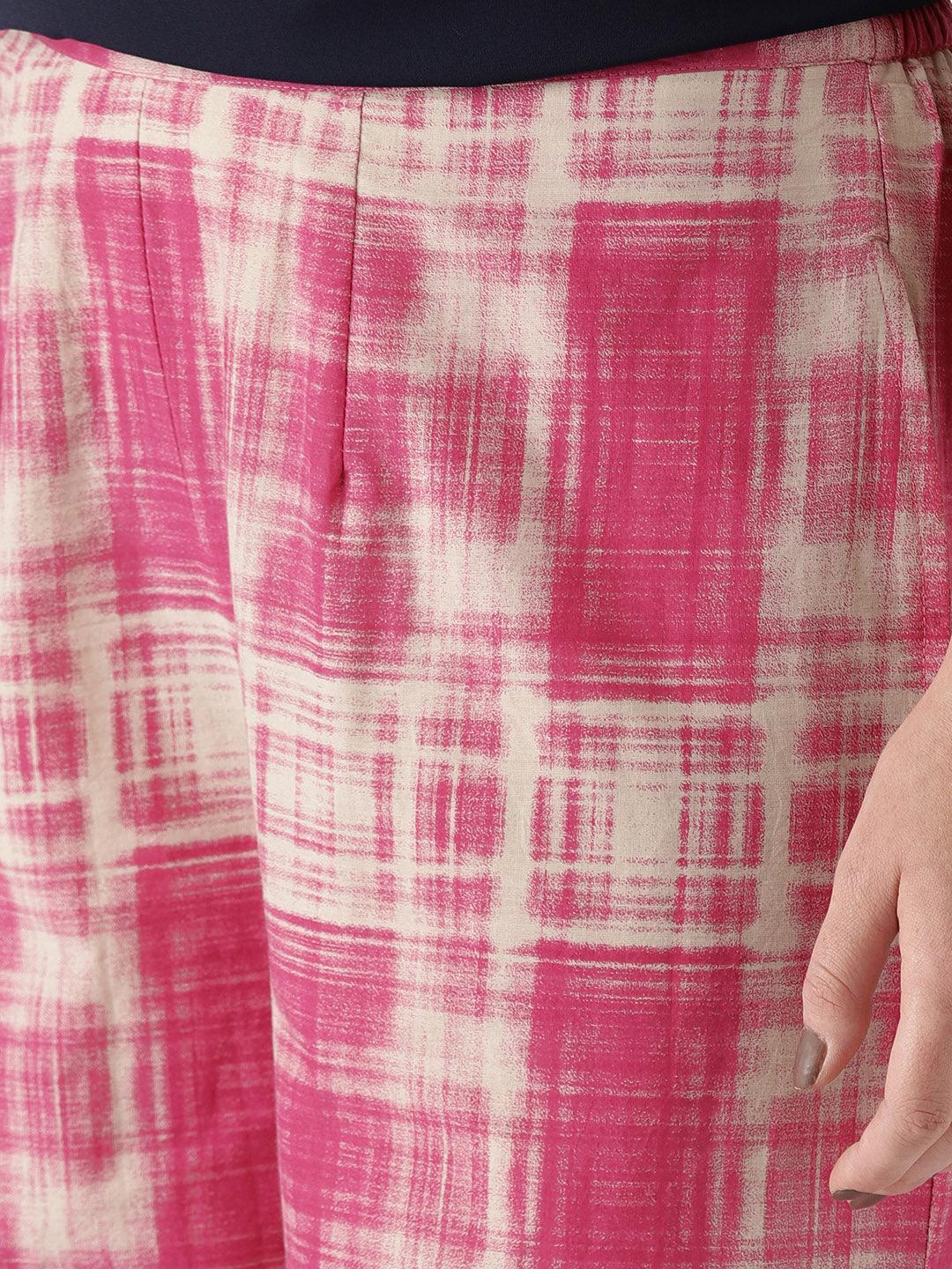 Pink Printed Cotton Palazzos - ShopLibas