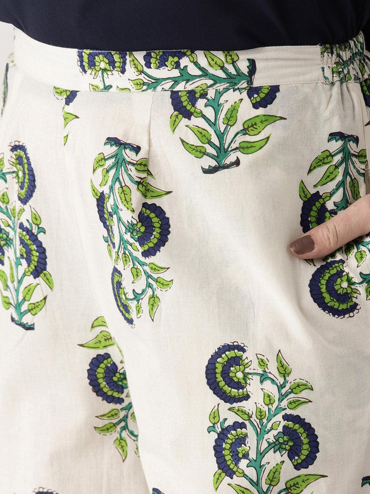 White Printed Cotton Palazzos - ShopLibas