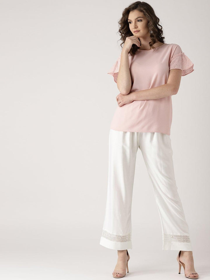 White Solid Rayon Palazzos