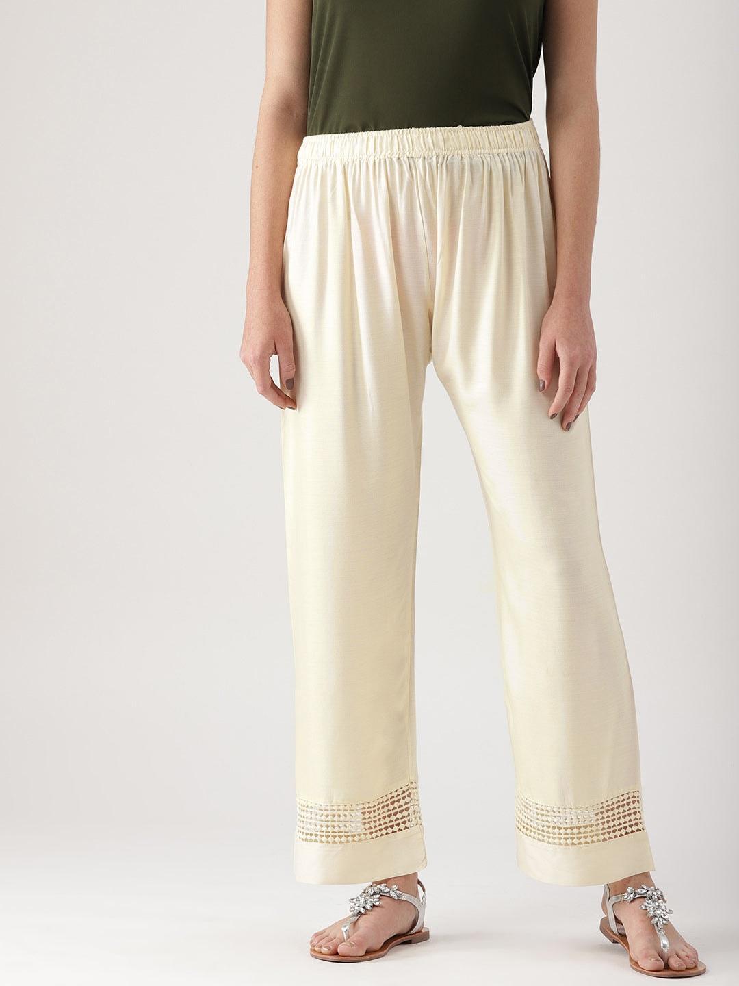 White Solid Rayon Palazzos - ShopLibas