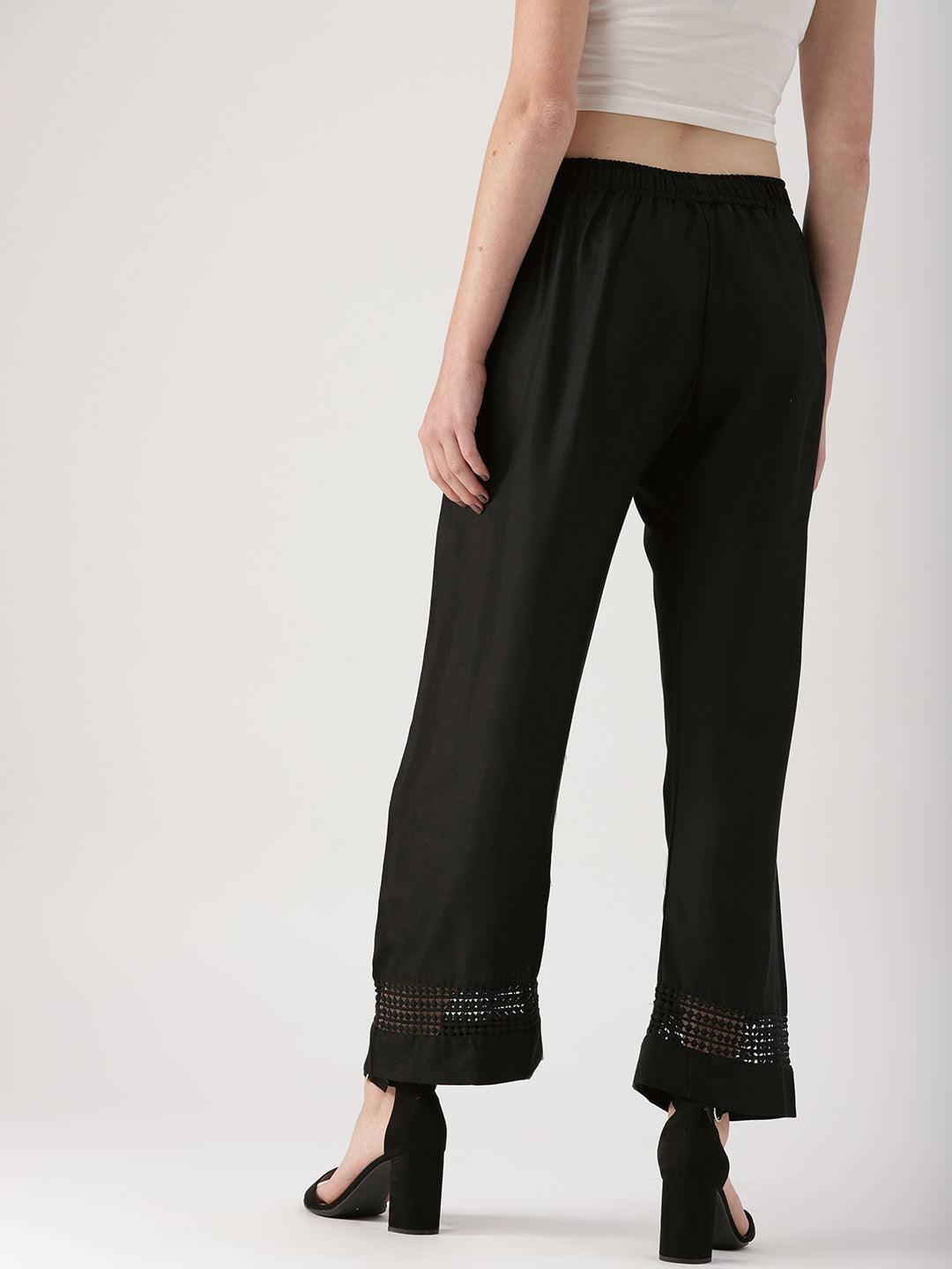Black Solid Rayon Palazzos - ShopLibas 