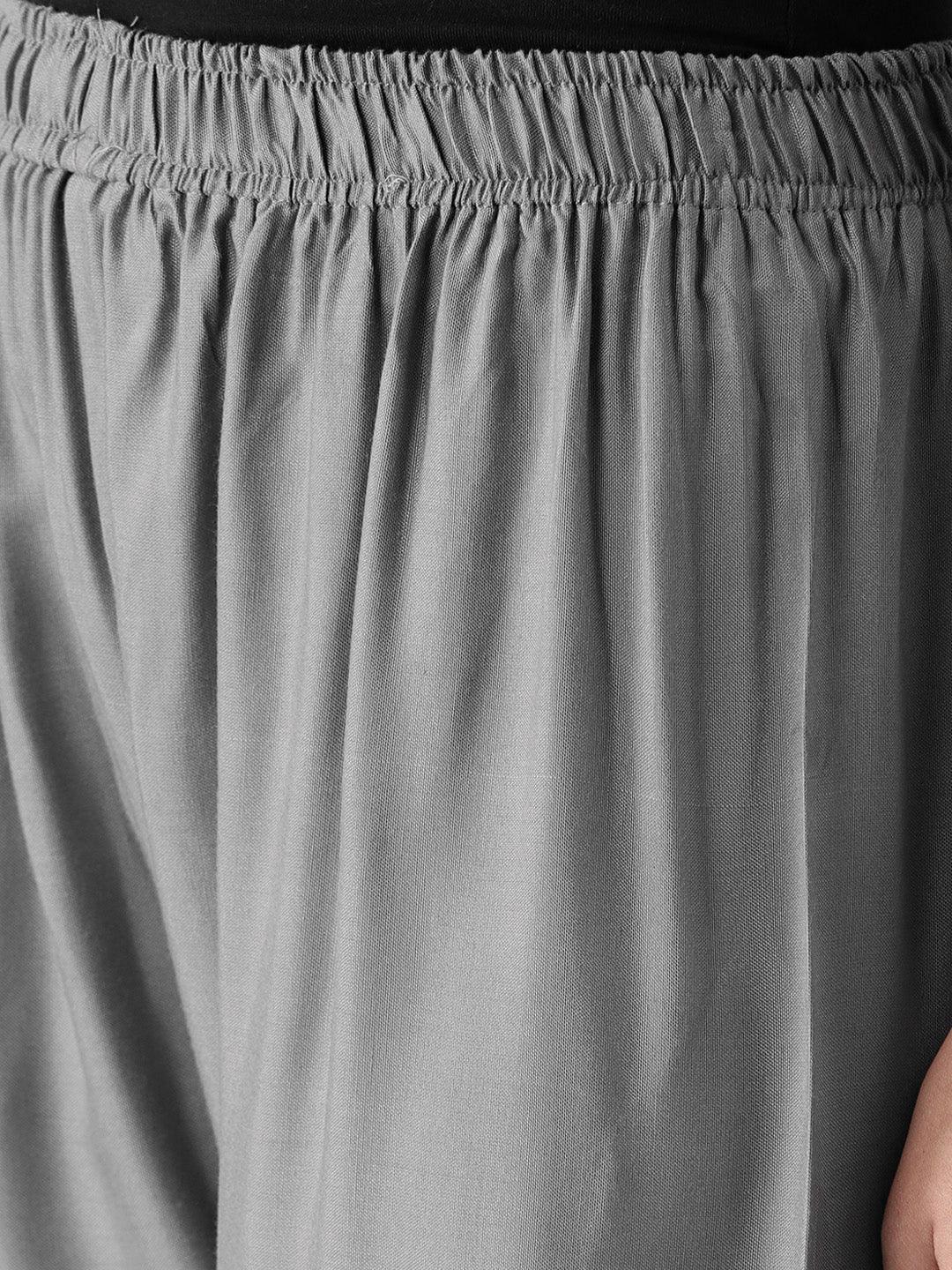 Grey Solid Rayon Palazzos - ShopLibas 