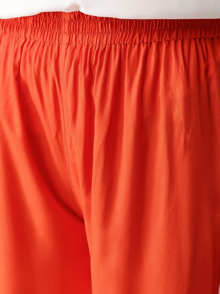 Orange Solid Rayon Palazzos