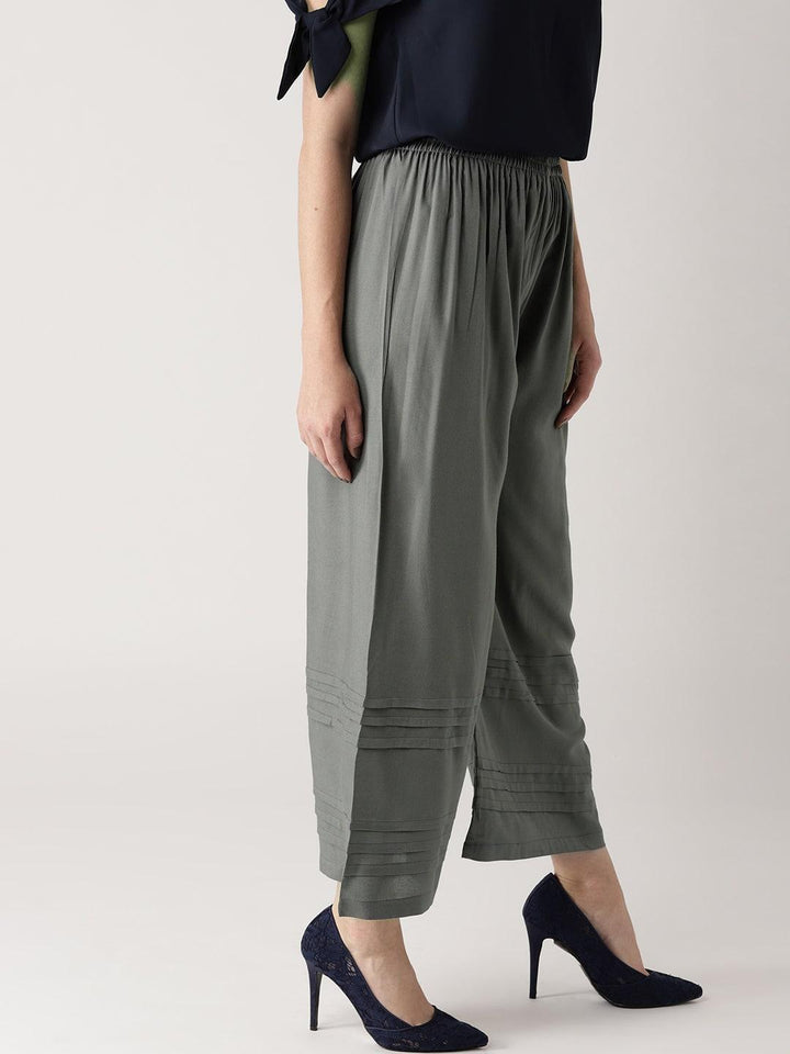 Grey Solid Rayon Palazzos - ShopLibas