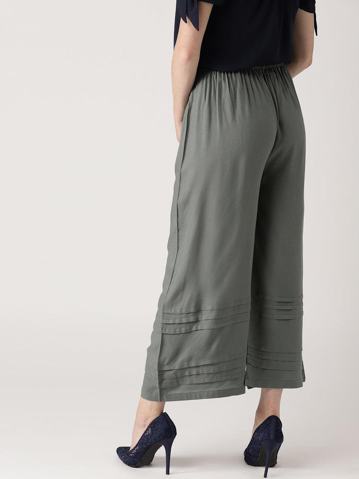 Grey Solid Rayon Palazzos - ShopLibas