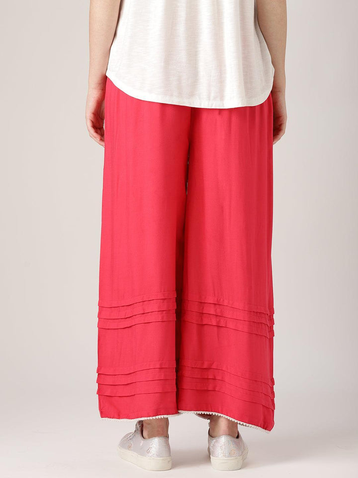 Pink Solid Rayon Palazzos