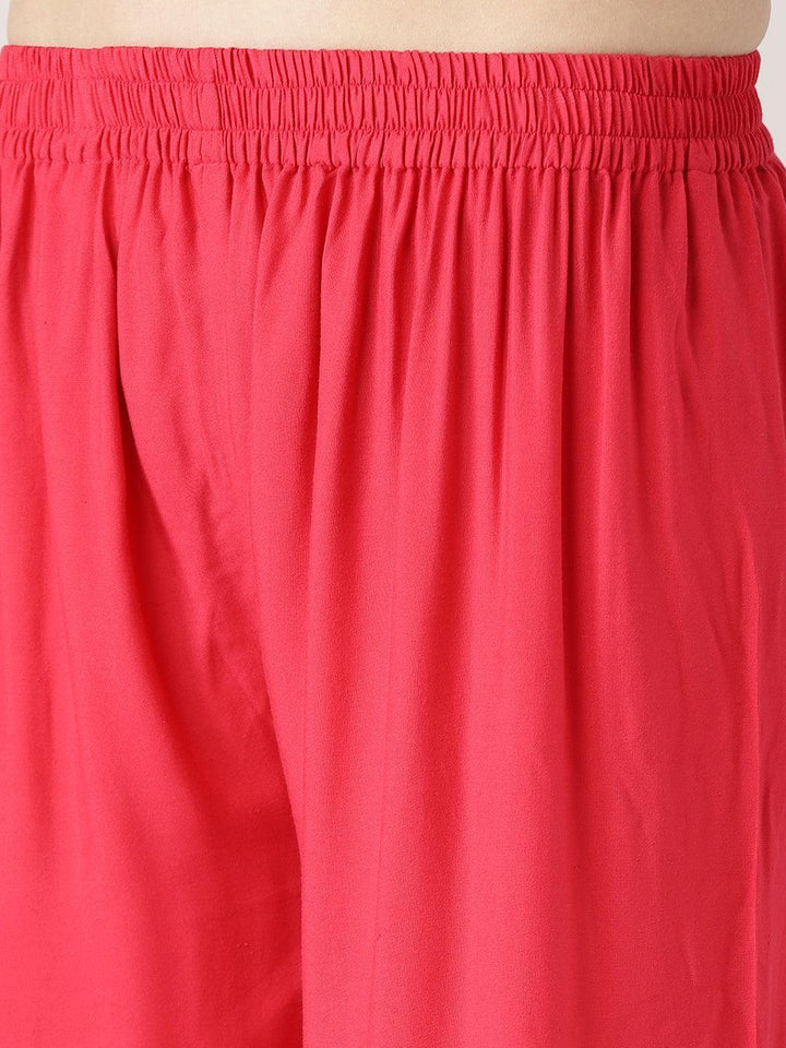 Pink Solid Rayon Palazzos