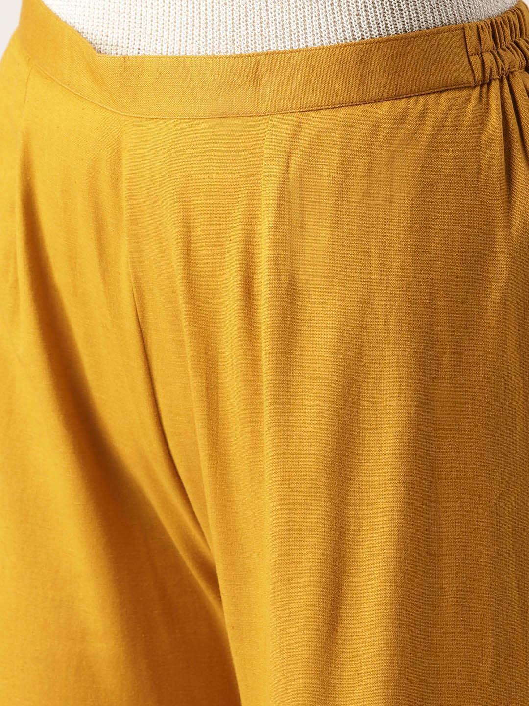 Yellow Solid Cotton Sharara Pants - ShopLibas 