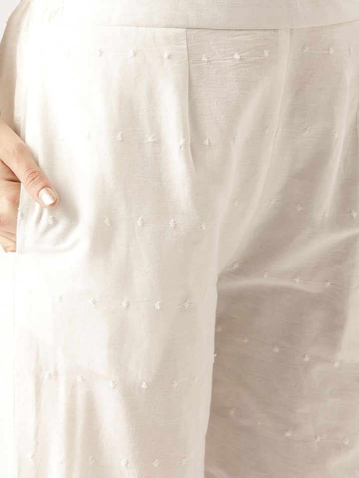 White Solid Cotton Palazzos