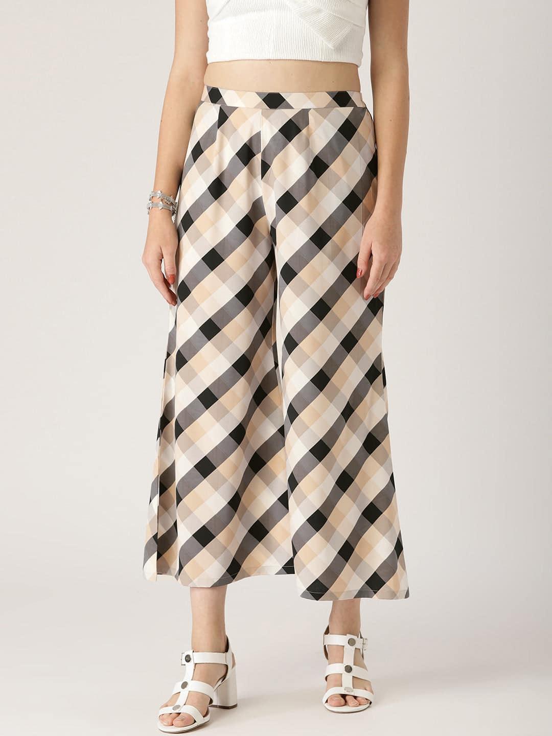Multicoloured Checkered Crepe Palazzos - ShopLibas