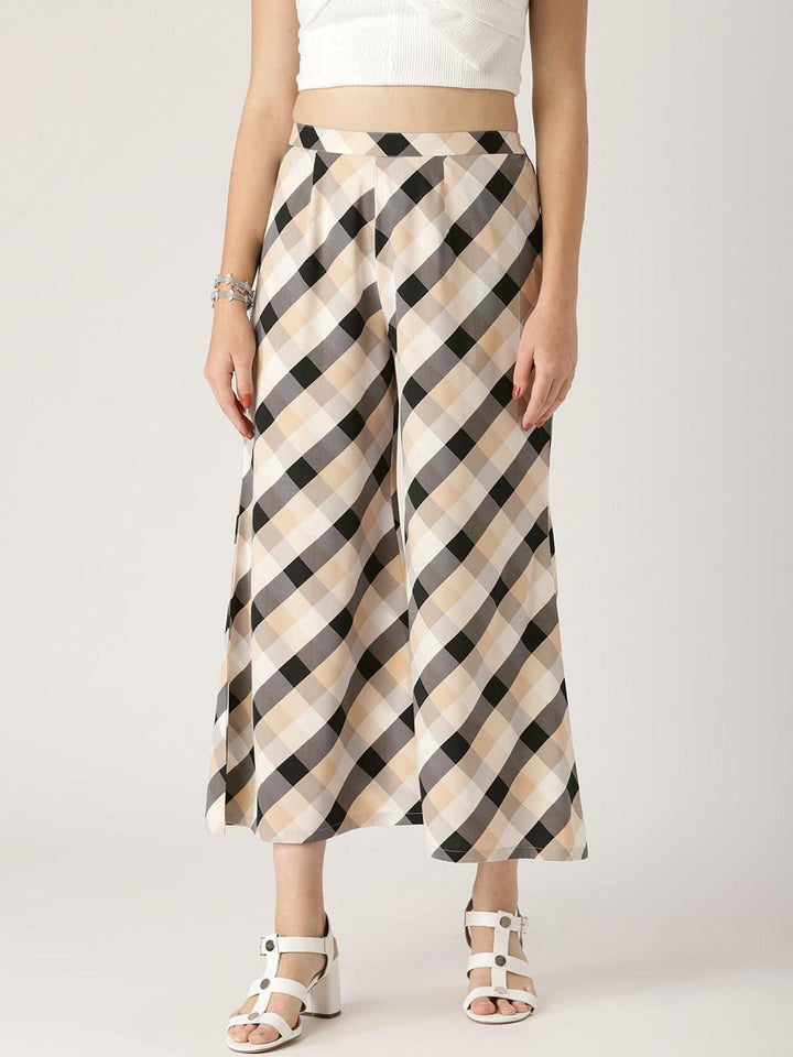 Multicoloured Checkered Crepe Palazzos - ShopLibas