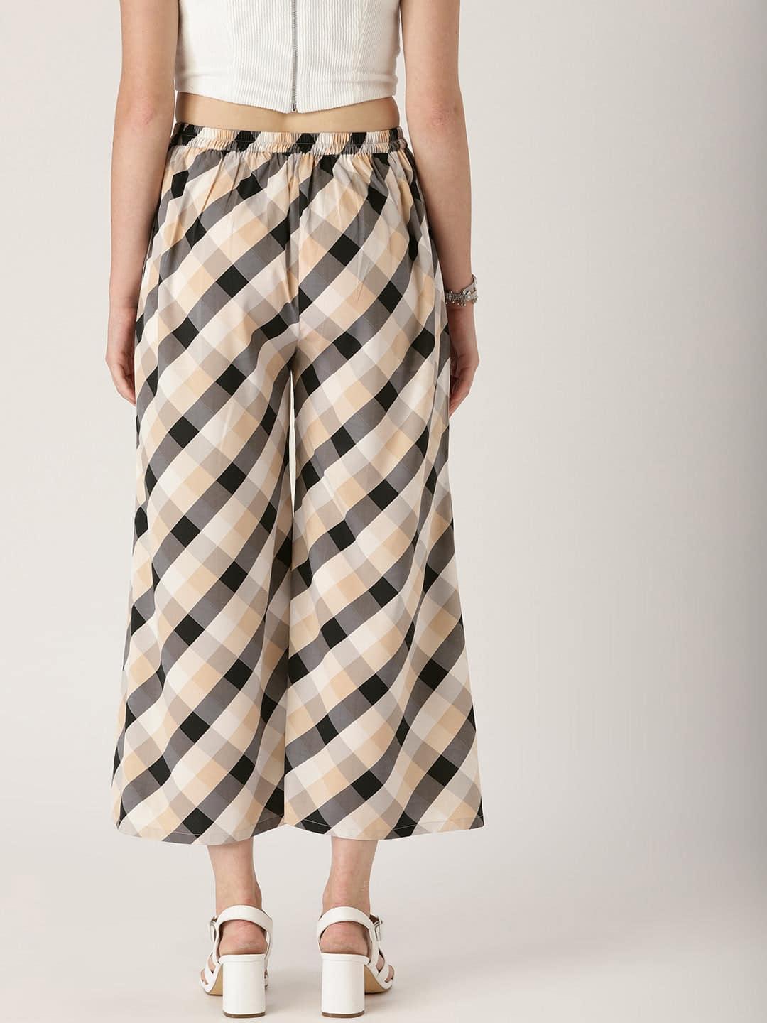 Multicoloured Checkered Crepe Palazzos - ShopLibas