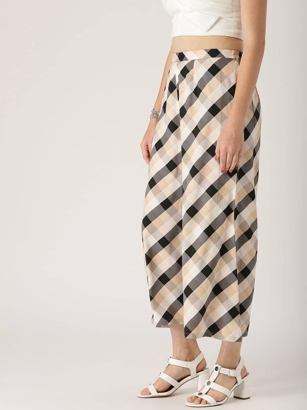 Multicoloured Checkered Crepe Palazzos - ShopLibas