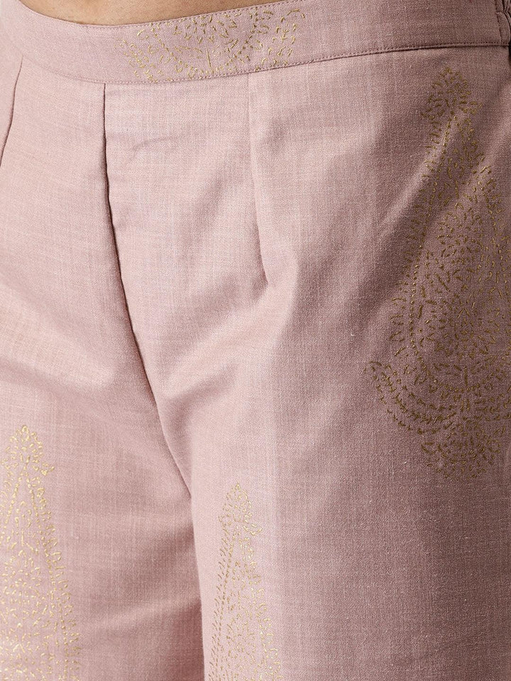 Purple Printed Cotton Palazzos - ShopLibas