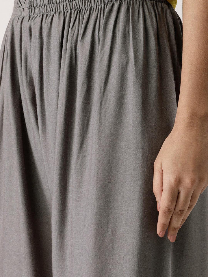 Grey Solid Rayon Palazzos