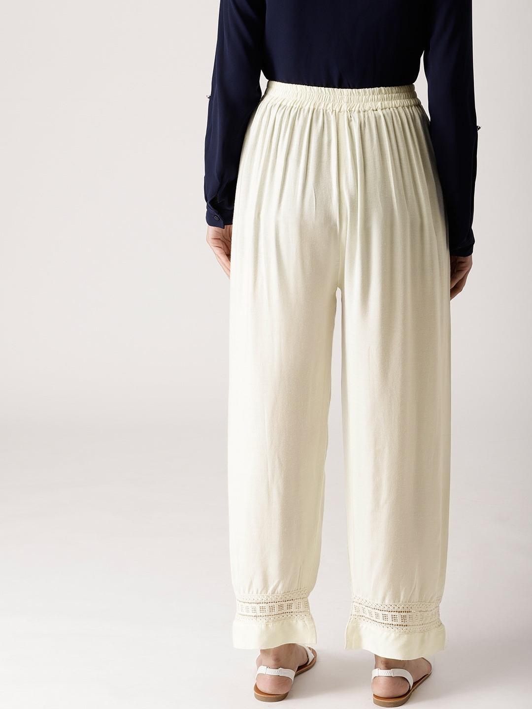 White Solid Rayon Palazzos - ShopLibas 
