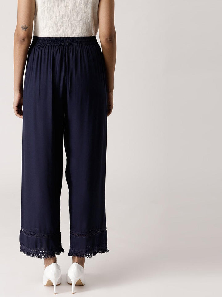 Blue Solid Rayon Palazzos