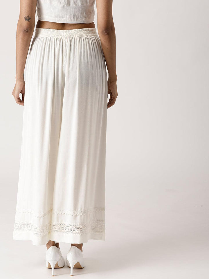 White Solid Rayon Palazzos