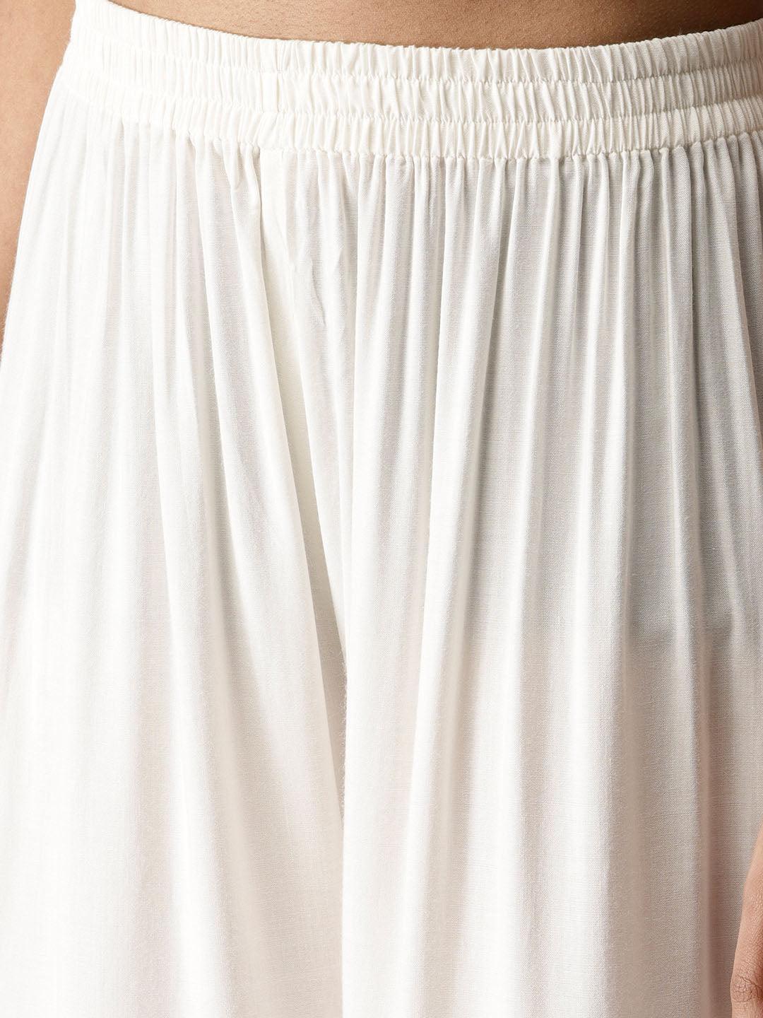 White Solid Rayon Palazzos - ShopLibas 