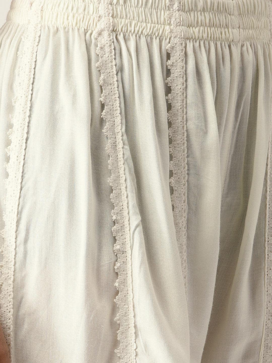 White Solid Rayon Palazzos - ShopLibas