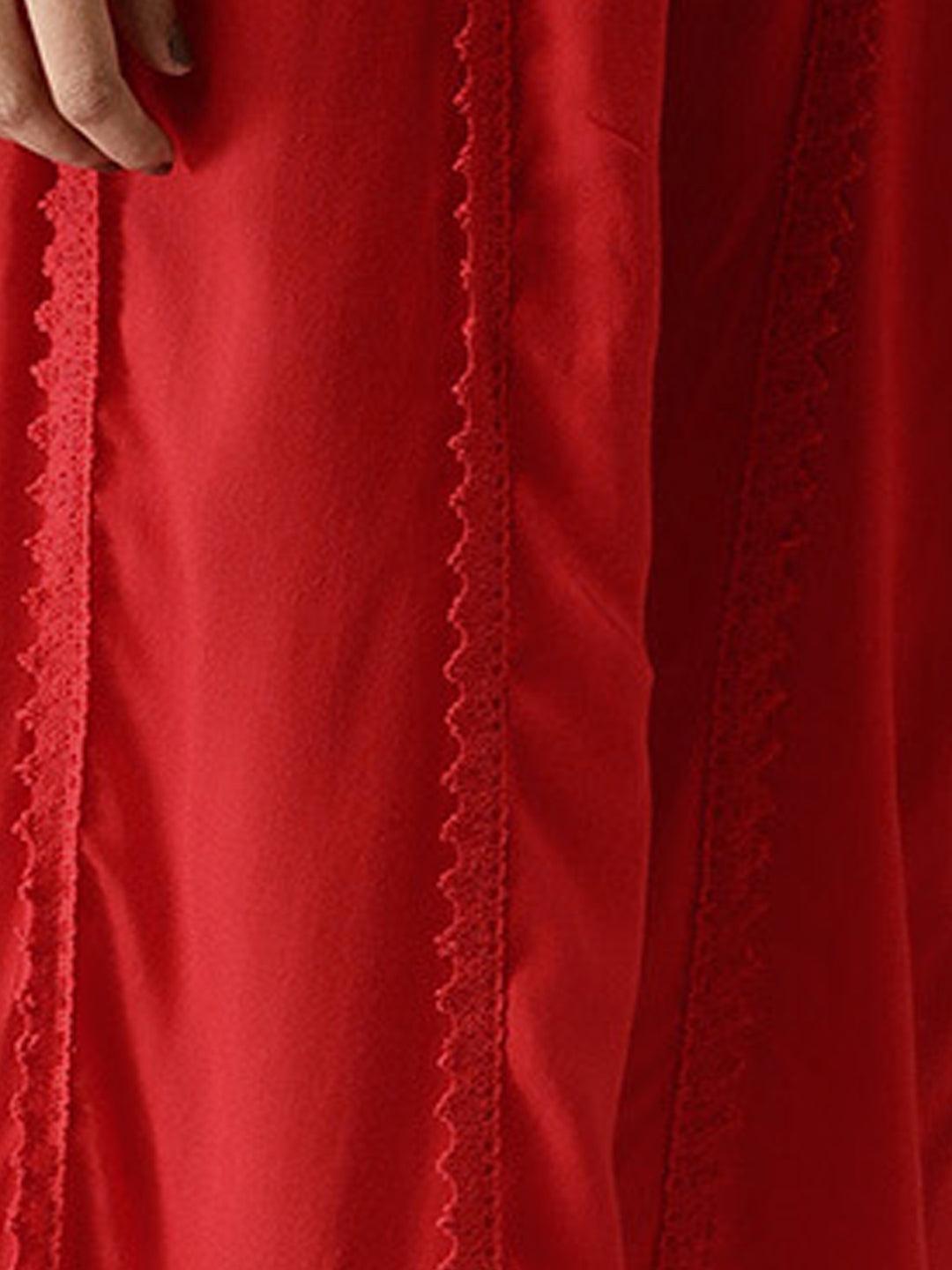 Red Solid Rayon Palazzos - ShopLibas 