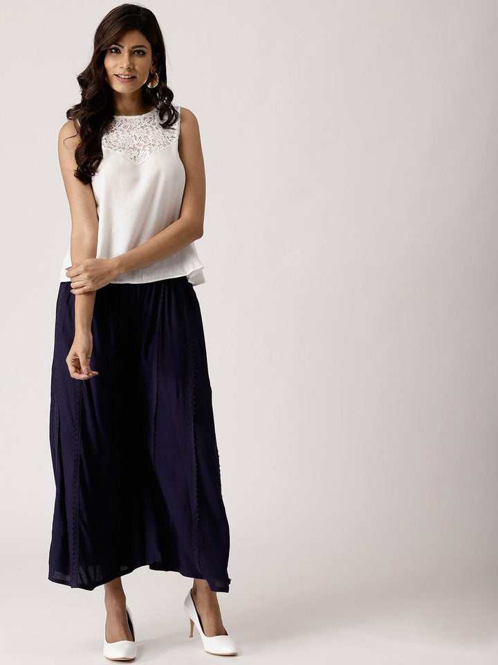 Blue Solid Rayon Palazzos