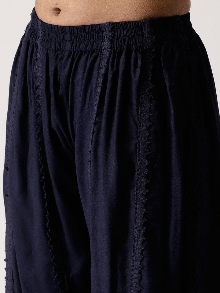 Blue Solid Rayon Palazzos