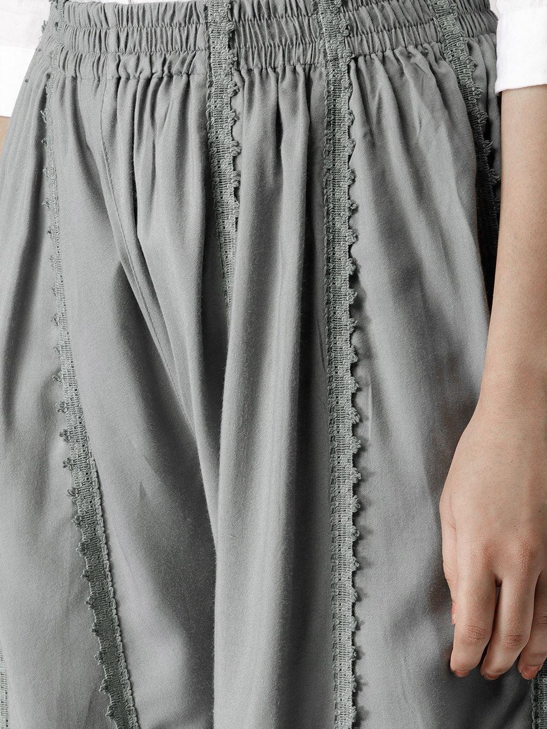 Grey Solid Rayon Palazzos - ShopLibas 