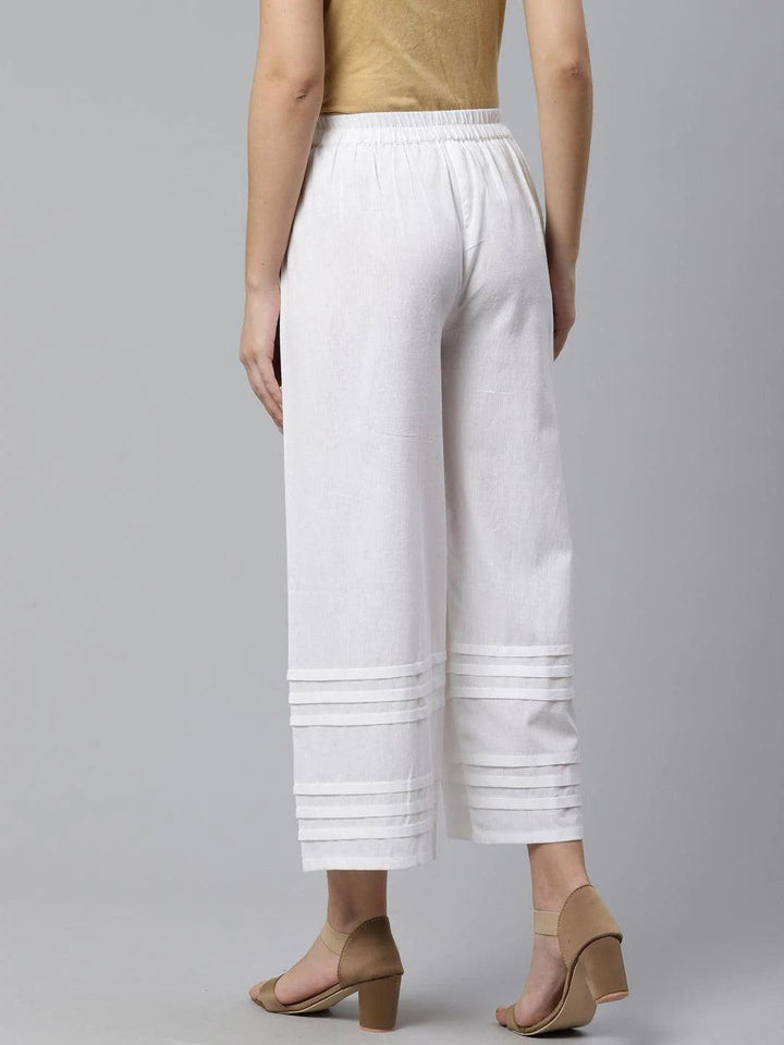 White Solid Rayon Palazzos