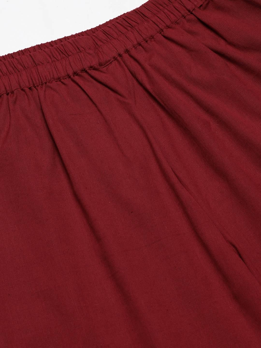 Maroon Solid Rayon Palazzos - ShopLibas 
