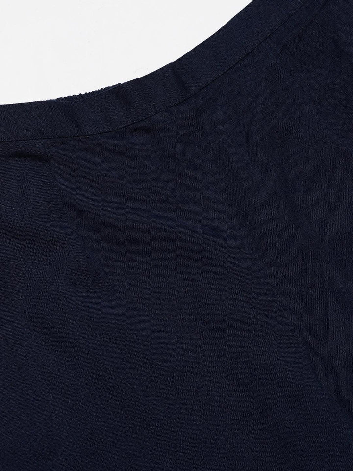 Blue Solid Cotton Trousers - ShopLibas