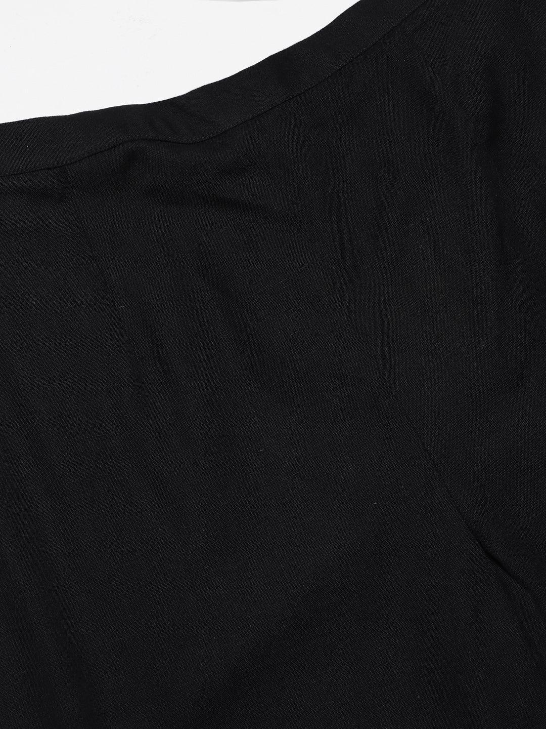 Black Solid Cotton Trousers - ShopLibas 