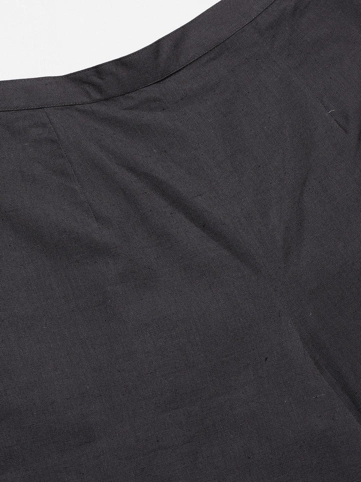 Grey Solid Cotton Trousers