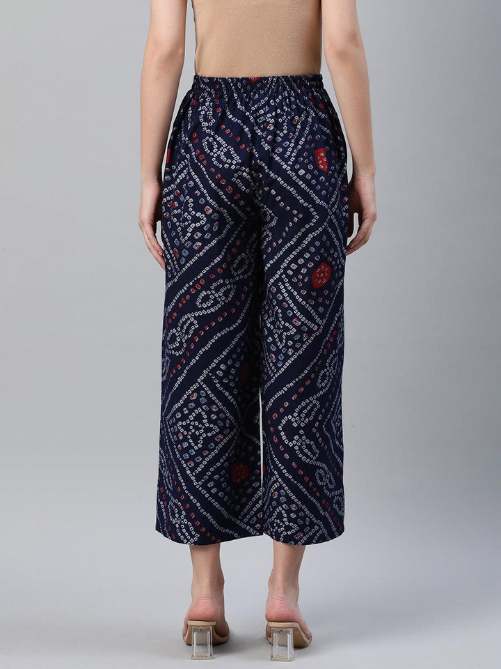 Blue Printed Rayon Palazzos - ShopLibas