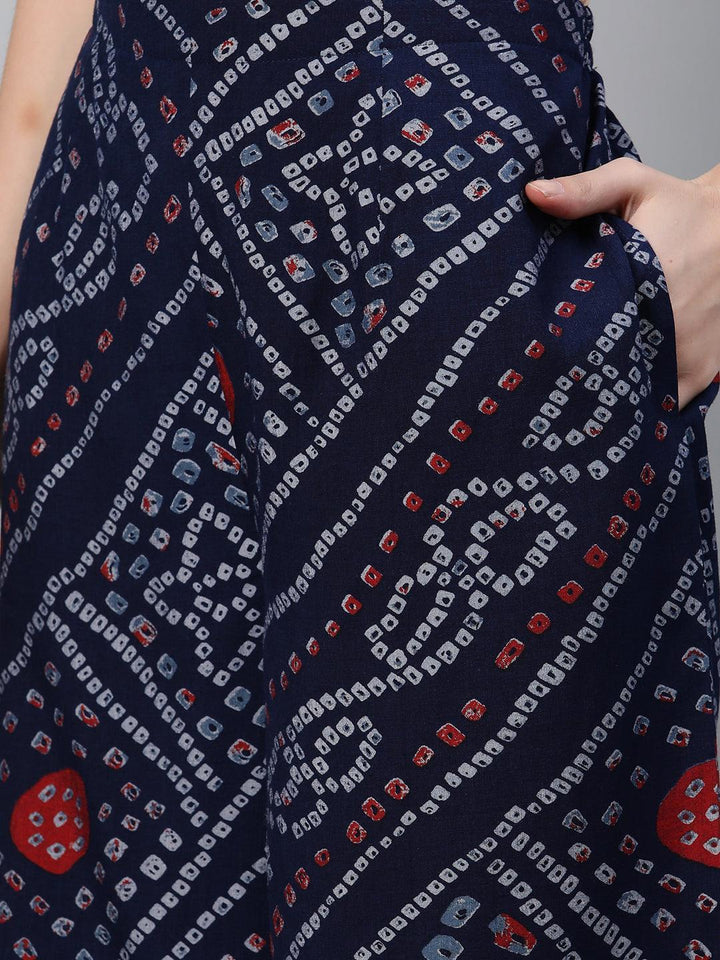 Blue Printed Rayon Palazzos - ShopLibas