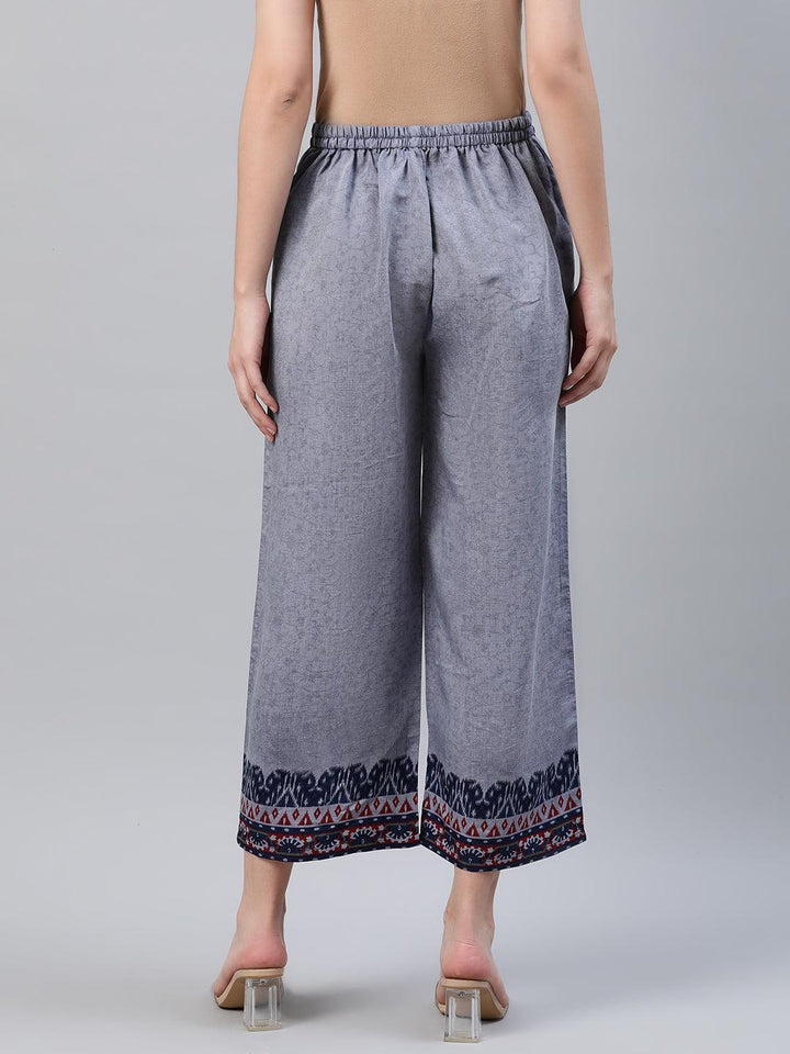 Blue Printed Rayon Palazzos