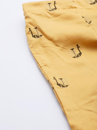 Yellow Printed Silk Palazzos - ShopLibas